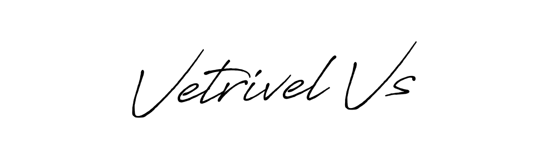 Create a beautiful signature design for name Vetrivel Vs. With this signature (Antro_Vectra_Bolder) fonts, you can make a handwritten signature for free. Vetrivel Vs signature style 7 images and pictures png