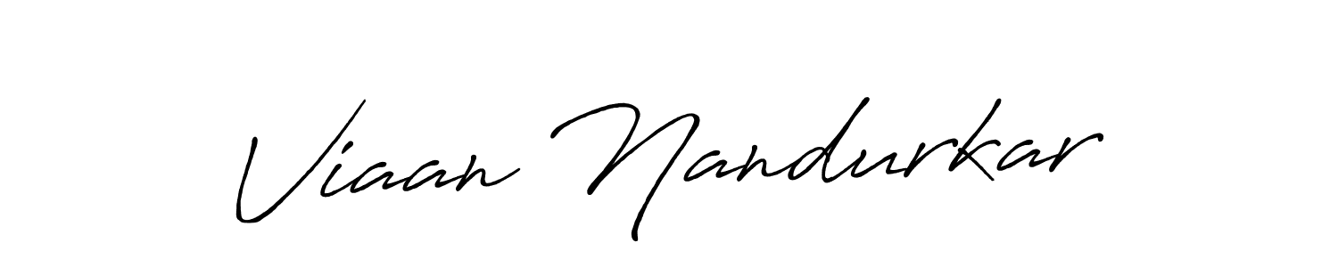 How to make Viaan Nandurkar name signature. Use Antro_Vectra_Bolder style for creating short signs online. This is the latest handwritten sign. Viaan Nandurkar signature style 7 images and pictures png