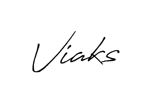 Make a beautiful signature design for name Viaks. With this signature (Antro_Vectra_Bolder) style, you can create a handwritten signature for free. Viaks signature style 7 images and pictures png