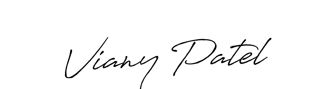 Make a beautiful signature design for name Viany Patel. With this signature (Antro_Vectra_Bolder) style, you can create a handwritten signature for free. Viany Patel signature style 7 images and pictures png