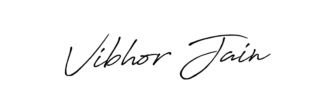 How to make Vibhor Jain name signature. Use Antro_Vectra_Bolder style for creating short signs online. This is the latest handwritten sign. Vibhor Jain signature style 7 images and pictures png