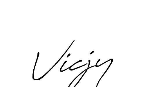 How to make Vicjy name signature. Use Antro_Vectra_Bolder style for creating short signs online. This is the latest handwritten sign. Vicjy signature style 7 images and pictures png