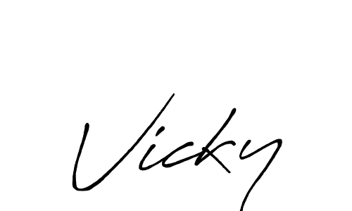 How to make Vicky name signature. Use Antro_Vectra_Bolder style for creating short signs online. This is the latest handwritten sign. Vicky signature style 7 images and pictures png