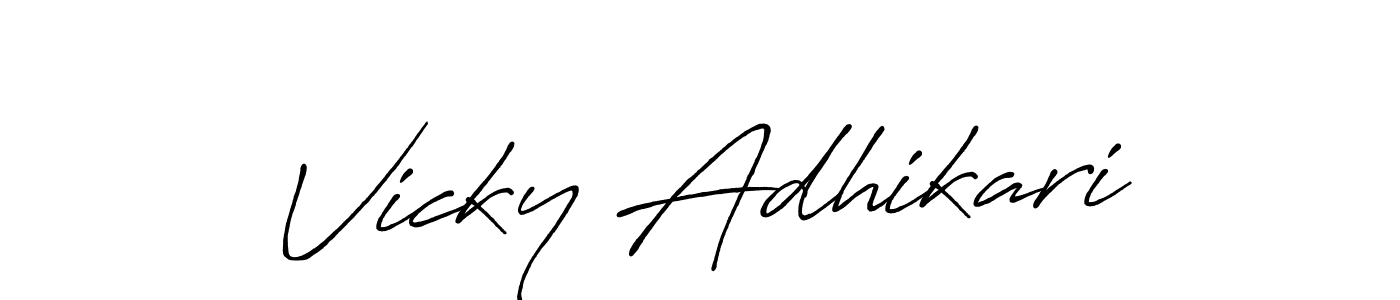 Use a signature maker to create a handwritten signature online. With this signature software, you can design (Antro_Vectra_Bolder) your own signature for name Vicky Adhikari. Vicky Adhikari signature style 7 images and pictures png