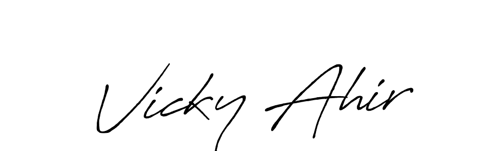 Create a beautiful signature design for name Vicky Ahir. With this signature (Antro_Vectra_Bolder) fonts, you can make a handwritten signature for free. Vicky Ahir signature style 7 images and pictures png