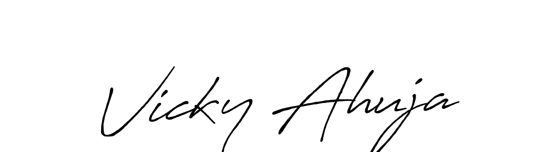 Vicky Ahuja stylish signature style. Best Handwritten Sign (Antro_Vectra_Bolder) for my name. Handwritten Signature Collection Ideas for my name Vicky Ahuja. Vicky Ahuja signature style 7 images and pictures png