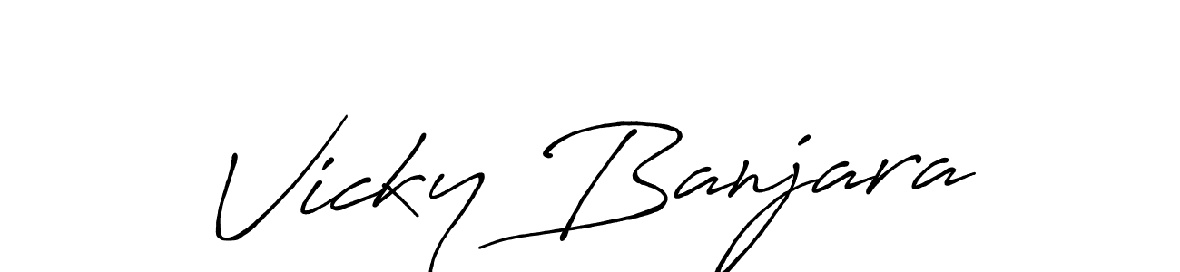 Vicky Banjara stylish signature style. Best Handwritten Sign (Antro_Vectra_Bolder) for my name. Handwritten Signature Collection Ideas for my name Vicky Banjara. Vicky Banjara signature style 7 images and pictures png