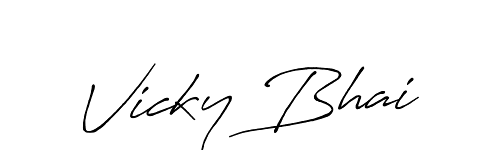 Make a beautiful signature design for name Vicky Bhai. With this signature (Antro_Vectra_Bolder) style, you can create a handwritten signature for free. Vicky Bhai signature style 7 images and pictures png