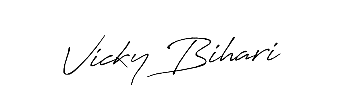 Design your own signature with our free online signature maker. With this signature software, you can create a handwritten (Antro_Vectra_Bolder) signature for name Vicky Bihari. Vicky Bihari signature style 7 images and pictures png