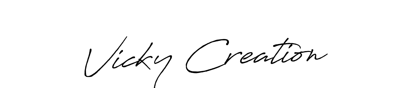 How to make Vicky Creation name signature. Use Antro_Vectra_Bolder style for creating short signs online. This is the latest handwritten sign. Vicky Creation signature style 7 images and pictures png