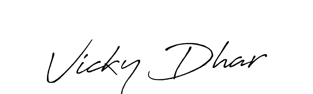 How to make Vicky Dhar signature? Antro_Vectra_Bolder is a professional autograph style. Create handwritten signature for Vicky Dhar name. Vicky Dhar signature style 7 images and pictures png