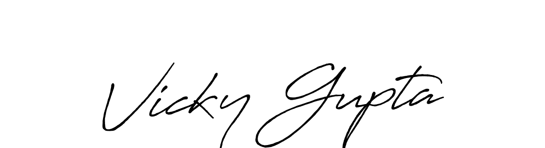 Create a beautiful signature design for name Vicky Gupta. With this signature (Antro_Vectra_Bolder) fonts, you can make a handwritten signature for free. Vicky Gupta signature style 7 images and pictures png
