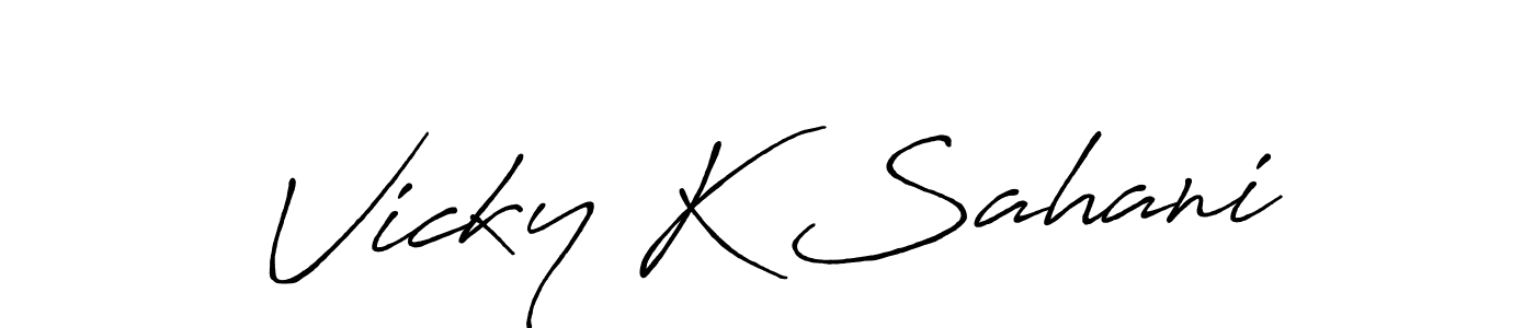 if you are searching for the best signature style for your name Vicky K Sahani. so please give up your signature search. here we have designed multiple signature styles  using Antro_Vectra_Bolder. Vicky K Sahani signature style 7 images and pictures png