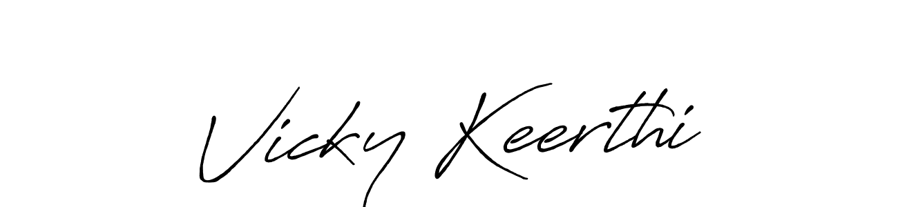 How to make Vicky Keerthi name signature. Use Antro_Vectra_Bolder style for creating short signs online. This is the latest handwritten sign. Vicky Keerthi signature style 7 images and pictures png