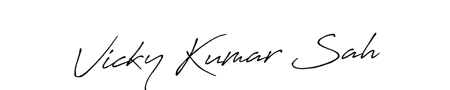 How to make Vicky Kumar Sah name signature. Use Antro_Vectra_Bolder style for creating short signs online. This is the latest handwritten sign. Vicky Kumar Sah signature style 7 images and pictures png