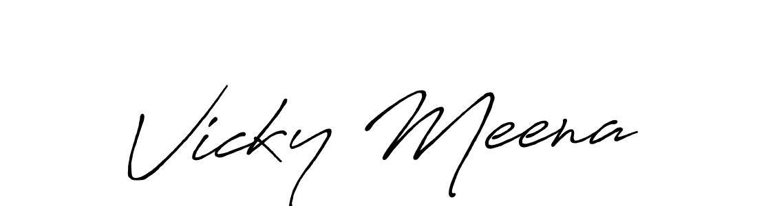 Vicky Meena stylish signature style. Best Handwritten Sign (Antro_Vectra_Bolder) for my name. Handwritten Signature Collection Ideas for my name Vicky Meena. Vicky Meena signature style 7 images and pictures png