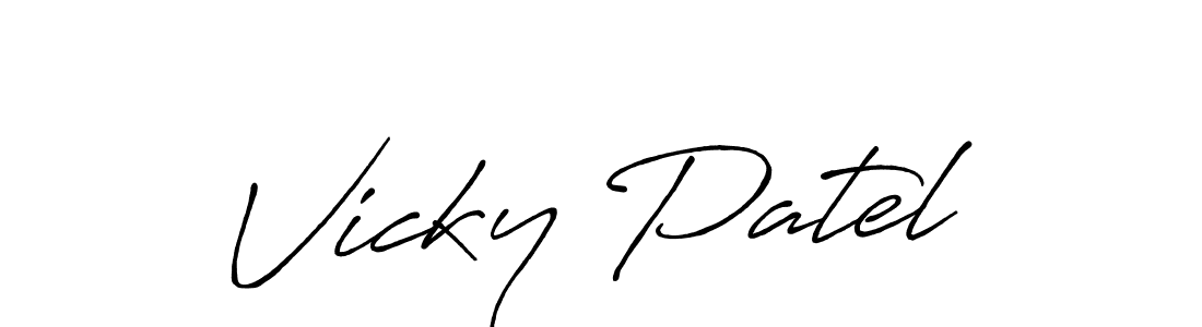 Create a beautiful signature design for name Vicky Patel. With this signature (Antro_Vectra_Bolder) fonts, you can make a handwritten signature for free. Vicky Patel signature style 7 images and pictures png