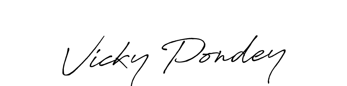 Design your own signature with our free online signature maker. With this signature software, you can create a handwritten (Antro_Vectra_Bolder) signature for name Vicky Pondey. Vicky Pondey signature style 7 images and pictures png