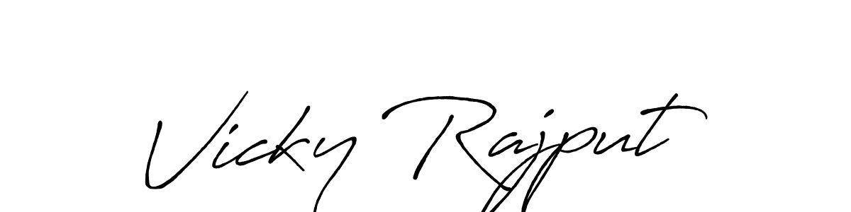 How to make Vicky Rajput name signature. Use Antro_Vectra_Bolder style for creating short signs online. This is the latest handwritten sign. Vicky Rajput signature style 7 images and pictures png
