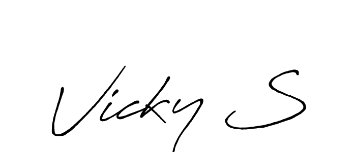 Similarly Antro_Vectra_Bolder is the best handwritten signature design. Signature creator online .You can use it as an online autograph creator for name Vicky S. Vicky S signature style 7 images and pictures png