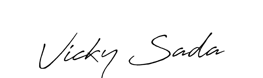 Make a beautiful signature design for name Vicky Sada. With this signature (Antro_Vectra_Bolder) style, you can create a handwritten signature for free. Vicky Sada signature style 7 images and pictures png