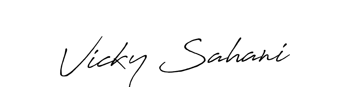 Vicky Sahani stylish signature style. Best Handwritten Sign (Antro_Vectra_Bolder) for my name. Handwritten Signature Collection Ideas for my name Vicky Sahani. Vicky Sahani signature style 7 images and pictures png