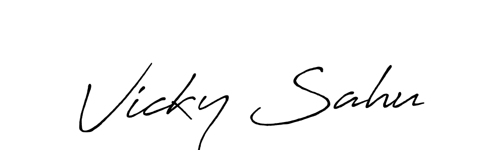 Antro_Vectra_Bolder is a professional signature style that is perfect for those who want to add a touch of class to their signature. It is also a great choice for those who want to make their signature more unique. Get Vicky Sahu name to fancy signature for free. Vicky Sahu signature style 7 images and pictures png