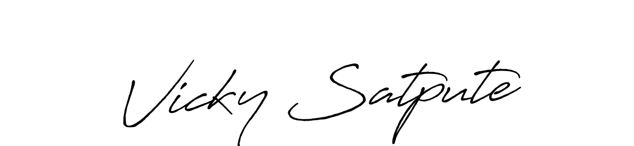 Make a beautiful signature design for name Vicky Satpute. With this signature (Antro_Vectra_Bolder) style, you can create a handwritten signature for free. Vicky Satpute signature style 7 images and pictures png