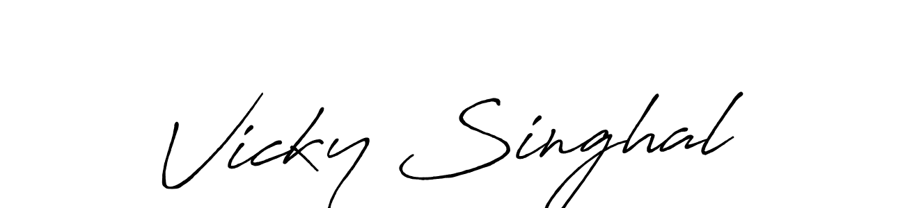 How to make Vicky Singhal name signature. Use Antro_Vectra_Bolder style for creating short signs online. This is the latest handwritten sign. Vicky Singhal signature style 7 images and pictures png