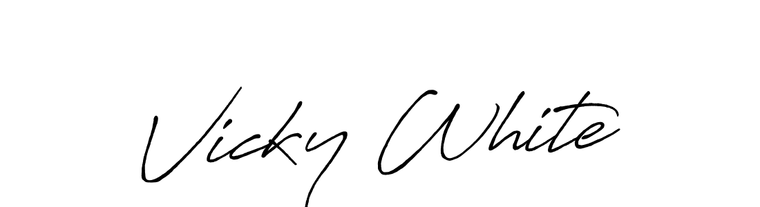 Also You can easily find your signature by using the search form. We will create Vicky White name handwritten signature images for you free of cost using Antro_Vectra_Bolder sign style. Vicky White signature style 7 images and pictures png