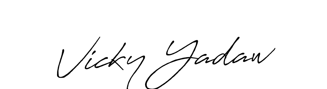 Similarly Antro_Vectra_Bolder is the best handwritten signature design. Signature creator online .You can use it as an online autograph creator for name Vicky Yadaw. Vicky Yadaw signature style 7 images and pictures png