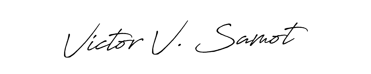 Make a beautiful signature design for name Victor V. Samot. With this signature (Antro_Vectra_Bolder) style, you can create a handwritten signature for free. Victor V. Samot signature style 7 images and pictures png
