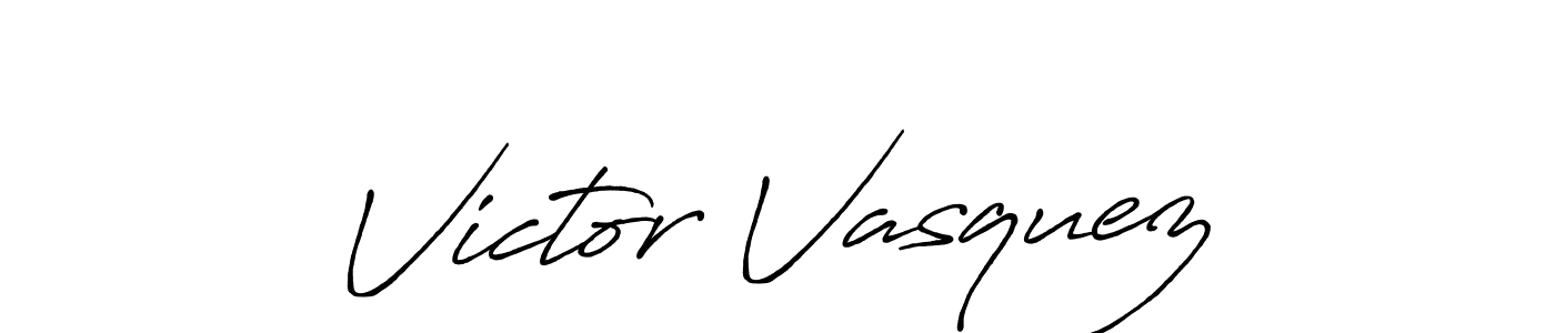 Victor Vasquez stylish signature style. Best Handwritten Sign (Antro_Vectra_Bolder) for my name. Handwritten Signature Collection Ideas for my name Victor Vasquez. Victor Vasquez signature style 7 images and pictures png