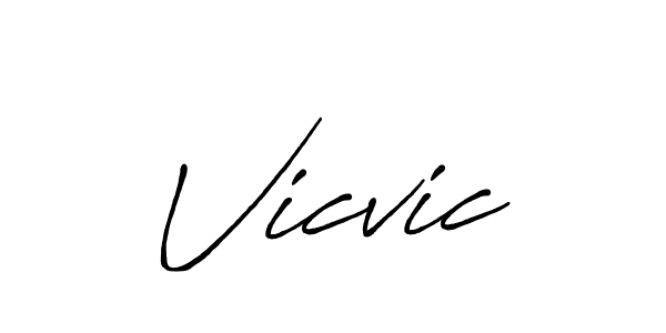 How to make Vicvic name signature. Use Antro_Vectra_Bolder style for creating short signs online. This is the latest handwritten sign. Vicvic signature style 7 images and pictures png