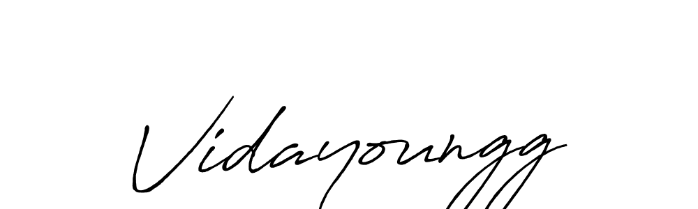 You should practise on your own different ways (Antro_Vectra_Bolder) to write your name (Vidayoungg) in signature. don't let someone else do it for you. Vidayoungg signature style 7 images and pictures png
