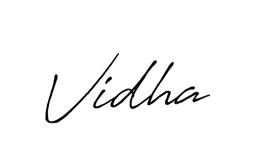 Use a signature maker to create a handwritten signature online. With this signature software, you can design (Antro_Vectra_Bolder) your own signature for name Vidha. Vidha signature style 7 images and pictures png
