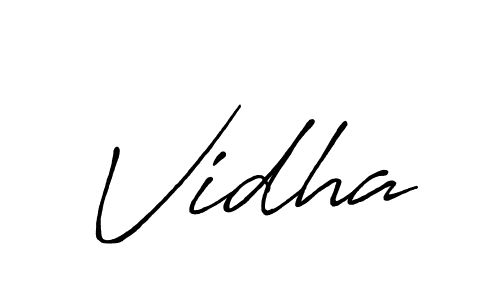 Use a signature maker to create a handwritten signature online. With this signature software, you can design (Antro_Vectra_Bolder) your own signature for name Vidha. Vidha signature style 7 images and pictures png