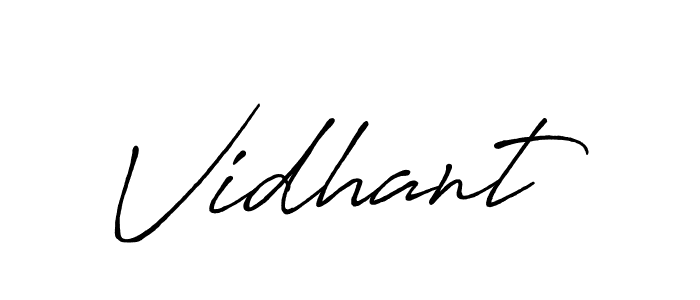 Create a beautiful signature design for name Vidhant. With this signature (Antro_Vectra_Bolder) fonts, you can make a handwritten signature for free. Vidhant signature style 7 images and pictures png