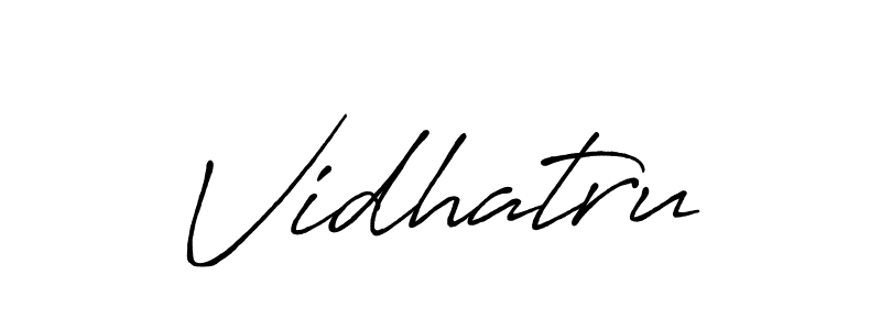 Use a signature maker to create a handwritten signature online. With this signature software, you can design (Antro_Vectra_Bolder) your own signature for name Vidhatru. Vidhatru signature style 7 images and pictures png