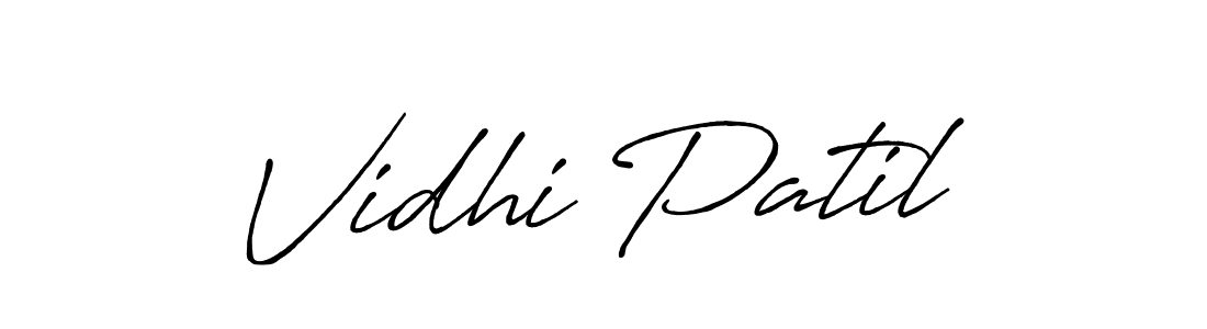 How to make Vidhi Patil name signature. Use Antro_Vectra_Bolder style for creating short signs online. This is the latest handwritten sign. Vidhi Patil signature style 7 images and pictures png