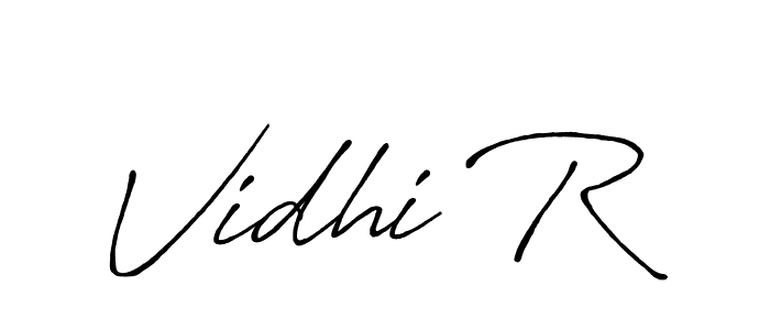 How to make Vidhi R name signature. Use Antro_Vectra_Bolder style for creating short signs online. This is the latest handwritten sign. Vidhi R signature style 7 images and pictures png