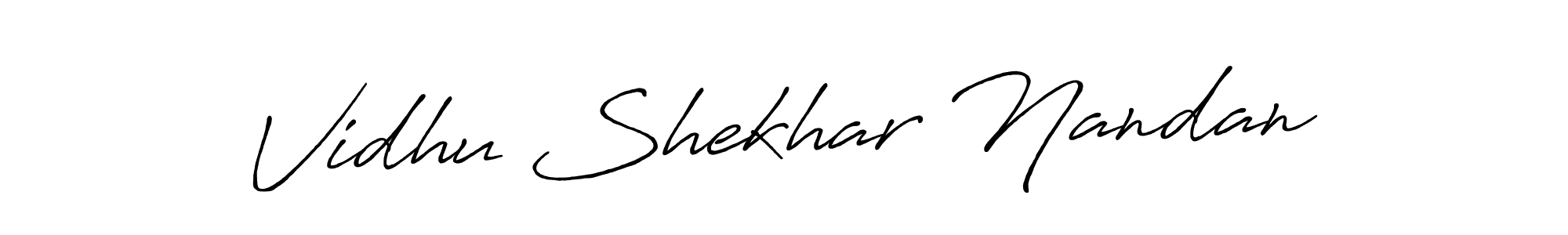 How to make Vidhu Shekhar Nandan name signature. Use Antro_Vectra_Bolder style for creating short signs online. This is the latest handwritten sign. Vidhu Shekhar Nandan signature style 7 images and pictures png