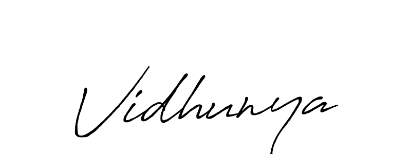 Create a beautiful signature design for name Vidhunya. With this signature (Antro_Vectra_Bolder) fonts, you can make a handwritten signature for free. Vidhunya signature style 7 images and pictures png