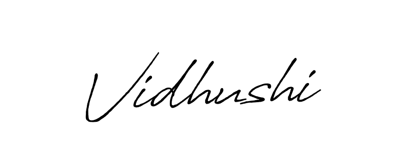 You should practise on your own different ways (Antro_Vectra_Bolder) to write your name (Vidhushi) in signature. don't let someone else do it for you. Vidhushi signature style 7 images and pictures png