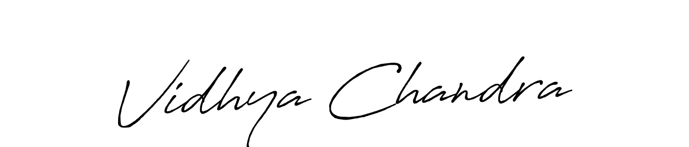 How to make Vidhya Chandra name signature. Use Antro_Vectra_Bolder style for creating short signs online. This is the latest handwritten sign. Vidhya Chandra signature style 7 images and pictures png