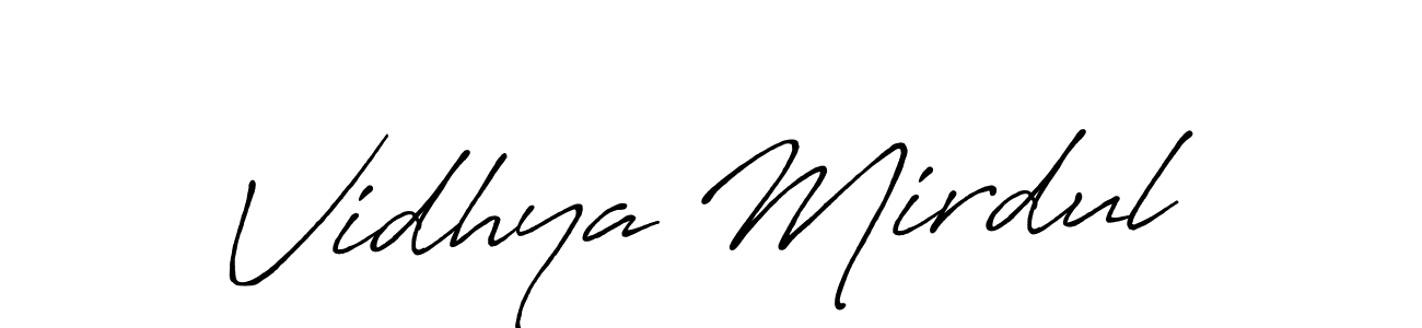 Design your own signature with our free online signature maker. With this signature software, you can create a handwritten (Antro_Vectra_Bolder) signature for name Vidhya Mirdul. Vidhya Mirdul signature style 7 images and pictures png