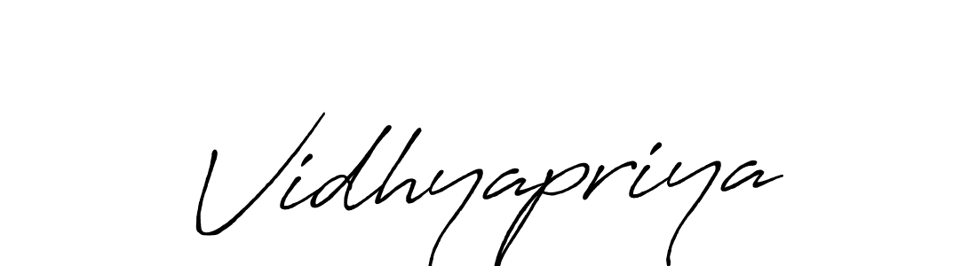 Use a signature maker to create a handwritten signature online. With this signature software, you can design (Antro_Vectra_Bolder) your own signature for name Vidhyapriya. Vidhyapriya signature style 7 images and pictures png