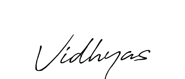 Use a signature maker to create a handwritten signature online. With this signature software, you can design (Antro_Vectra_Bolder) your own signature for name Vidhyas. Vidhyas signature style 7 images and pictures png