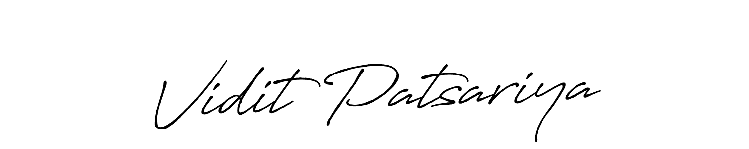 Design your own signature with our free online signature maker. With this signature software, you can create a handwritten (Antro_Vectra_Bolder) signature for name Vidit Patsariya. Vidit Patsariya signature style 7 images and pictures png