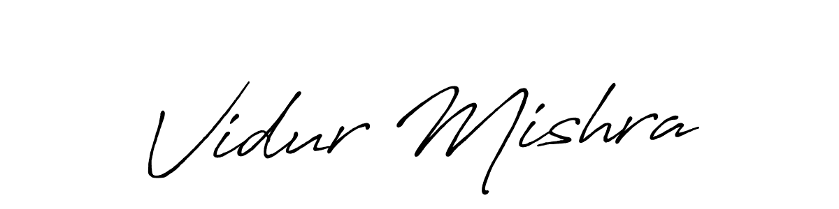 How to make Vidur Mishra name signature. Use Antro_Vectra_Bolder style for creating short signs online. This is the latest handwritten sign. Vidur Mishra signature style 7 images and pictures png